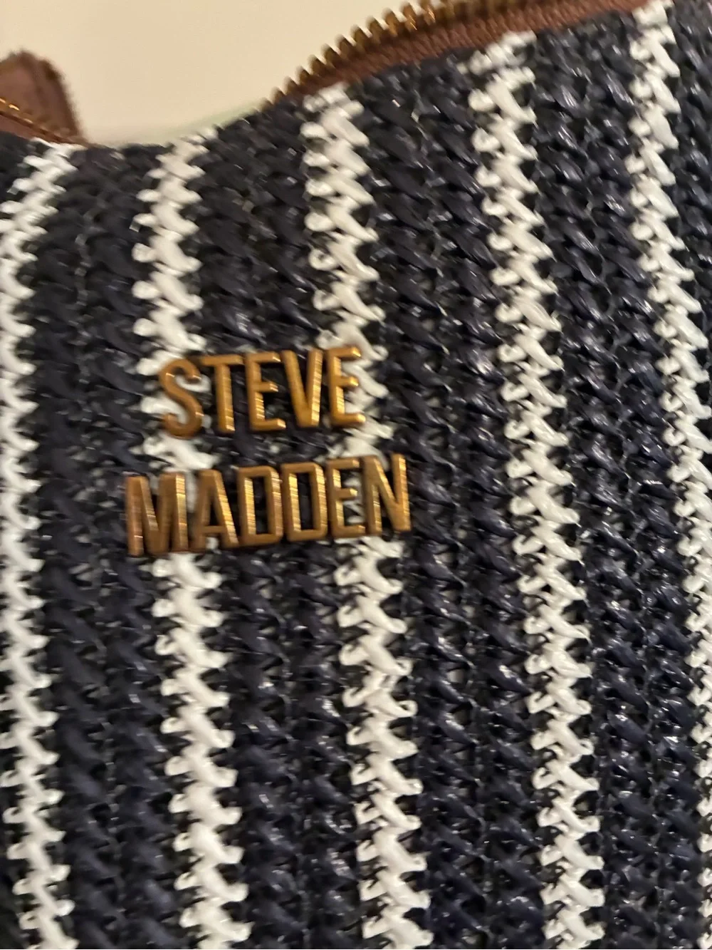 Steve Madden Navy, White & Brown Striped Shoulder Bag